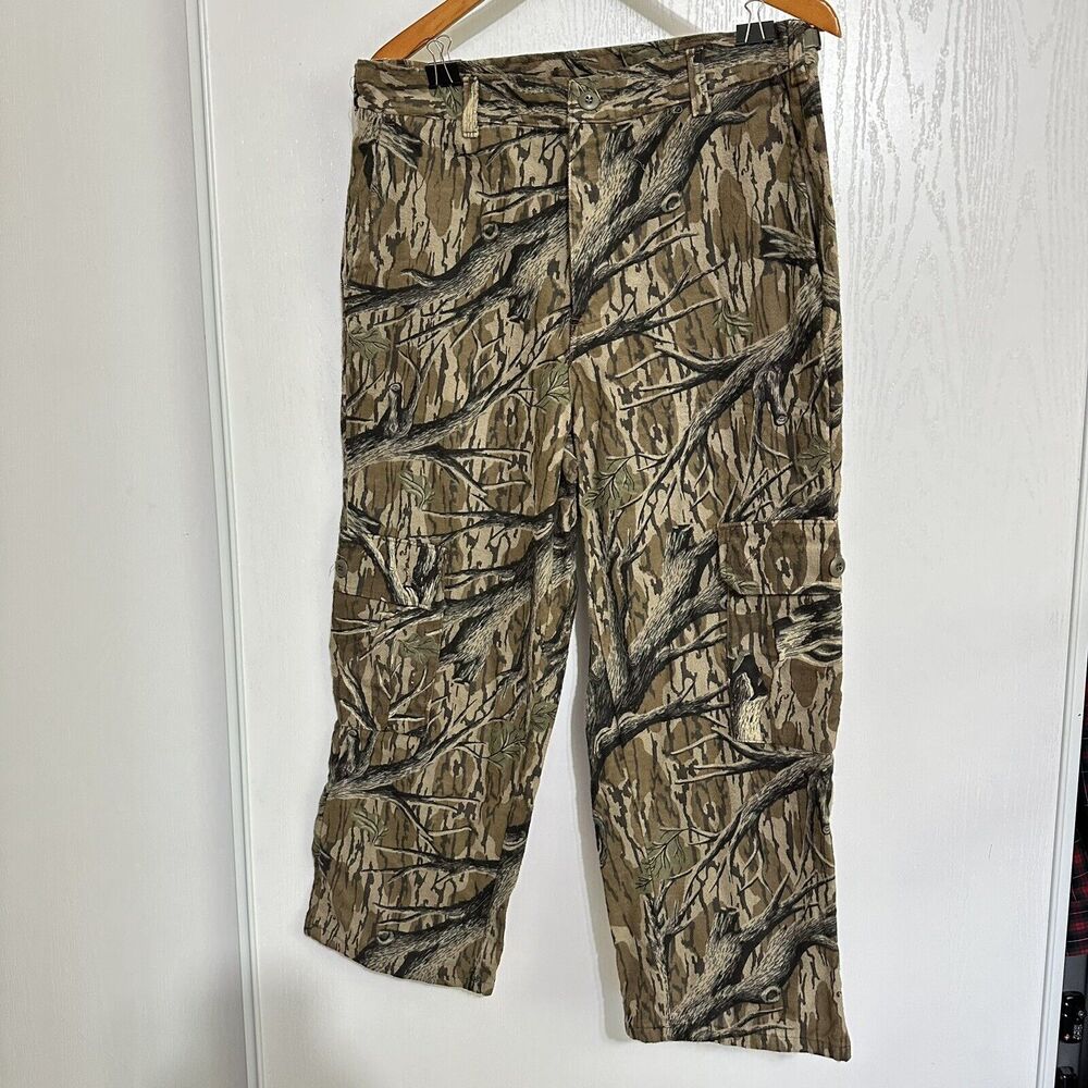 Women Youth Camo Cargo Pants Hunting Wide Leg Adjustable Waist  Sz W34 Unbranded